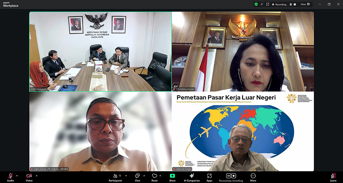 Wamen P2MI Bahas Peluang Penempatan Pekerja Migran ke Bosnia-Herzegovina Bersama KBRI Sarajevo